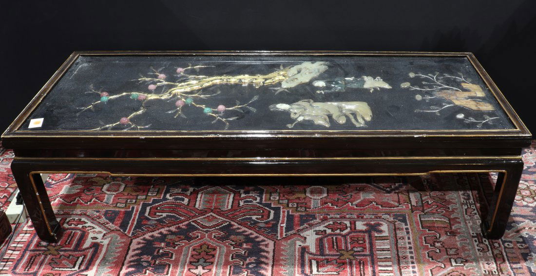 A Chinese stone inlaid and ebonized coffee table (1 of 1)
