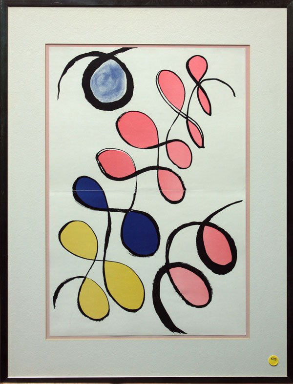 lithograph, after Alexander Calder: Framed lithograph, Untitled, after Alexander Calder (American, 1898-1976), unsigned, overall: 29.5''h x 22.5''w