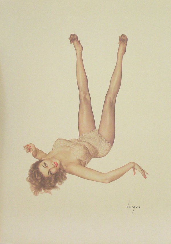 Lithographs, Vargas, American: (lot of 2) Unframed lithographs, Playful Pin-ups, by Alberto Vargas (American, 1896-1983), each plate signed and numbered in pencil lower right, each sheet: 36''h x 26''w. Note for printed catalog: th