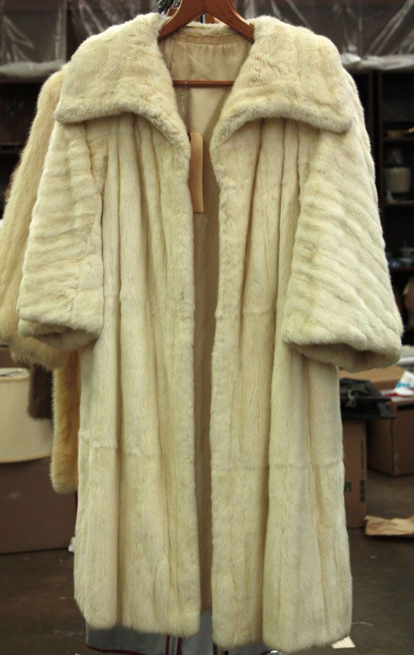Vintage furs white mink jacket: (lot of 2) Vintage furs including a white mink jacket, and a white rabbit 3/4 length coat, size 6/8