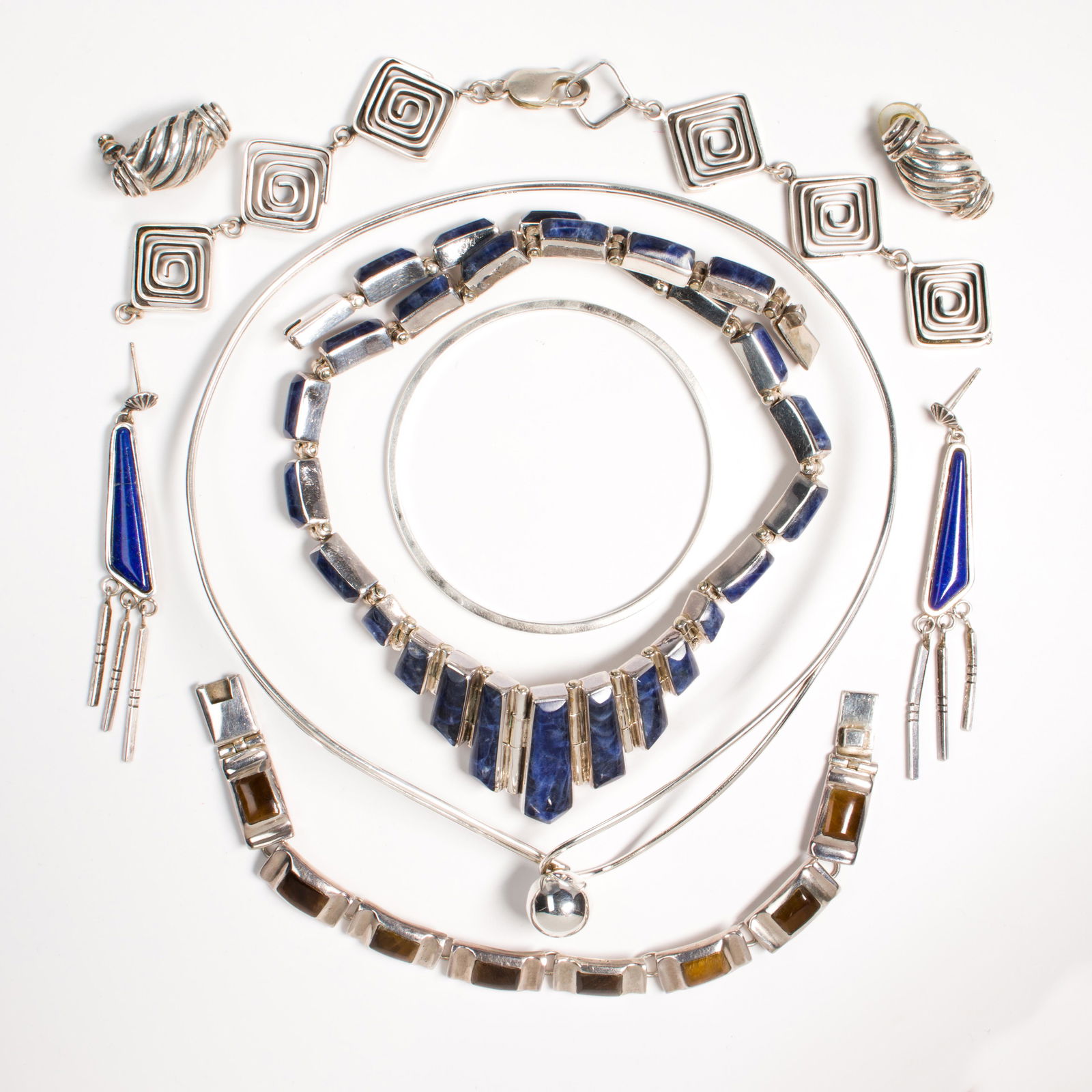 A group of silver jewelry, incl. Mexican (1 of 1)