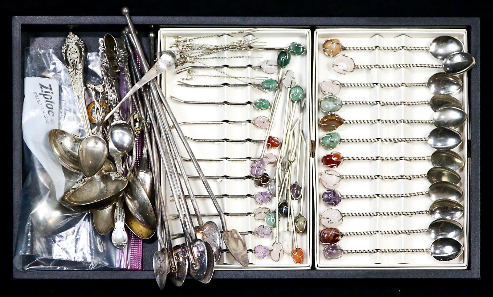 (64) Collection of sterling and plated flatware (1 of 1)