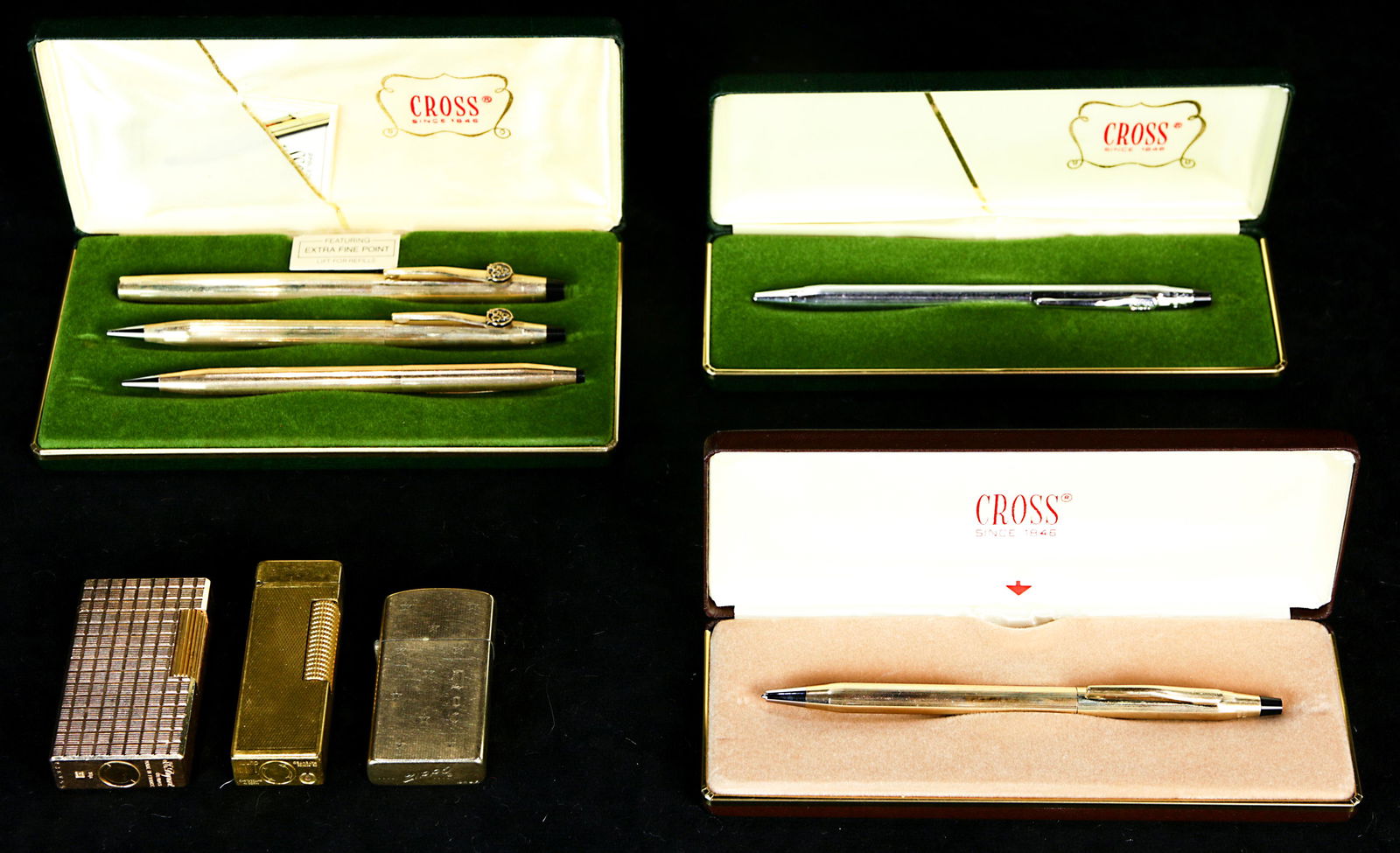 (lot of 8) Five Cross pens or pencils, fitted in three (1 of 1)