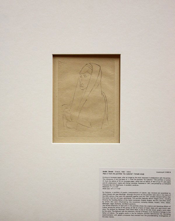 etchng, Andre Derain, Du Cubisme: Unframed etching on Auvergne paper, Plate 2 from the portfolio ''Du Cubisme,'' by Andre Derain (French, 1880-1954), pencil signed lower right, from the portfolio 31/35 on Auvergne paper (aside from an