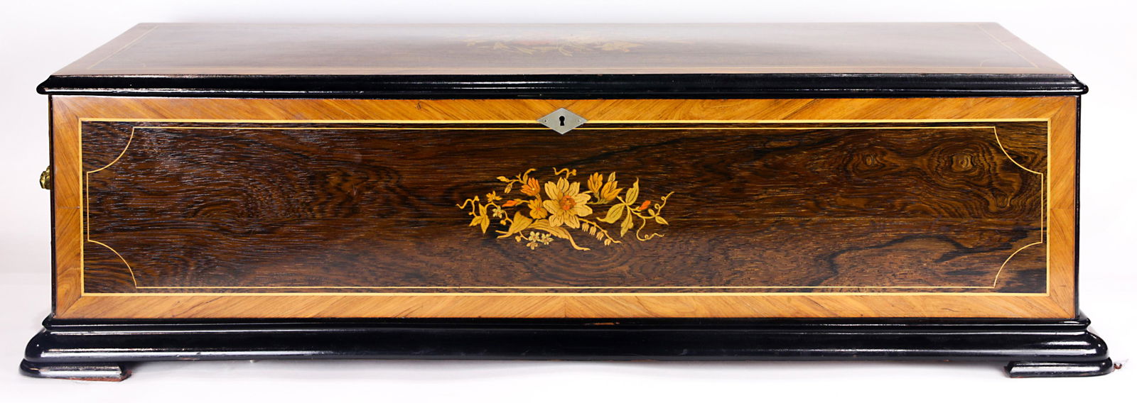A Large marquetry decorated Swiss cylinder music box (1 of 7)