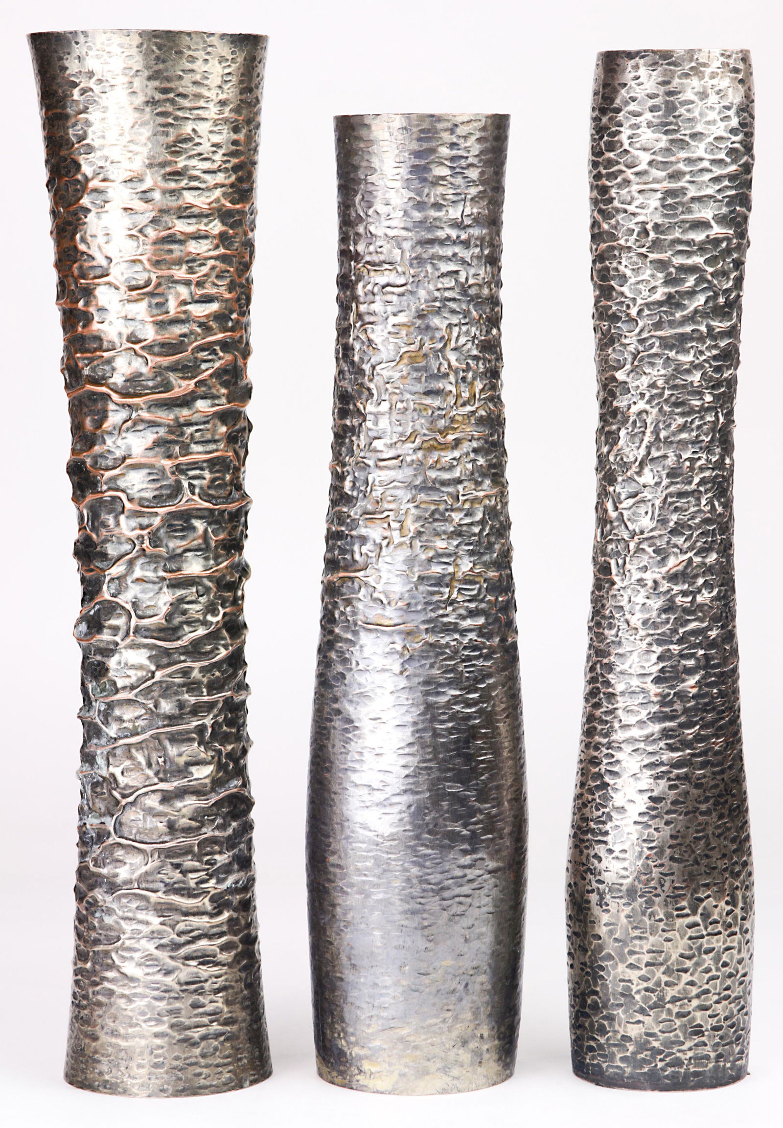 (lot of 3) Mario Pinton silver plated copper vases (1 of 5)