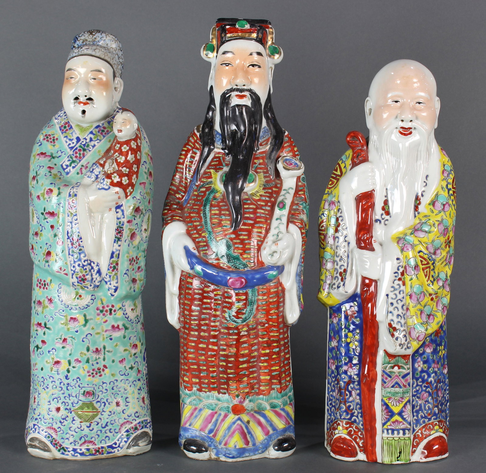 (Lot of 3) Chinese Enamelled Porcelain Figures (1 of 4)