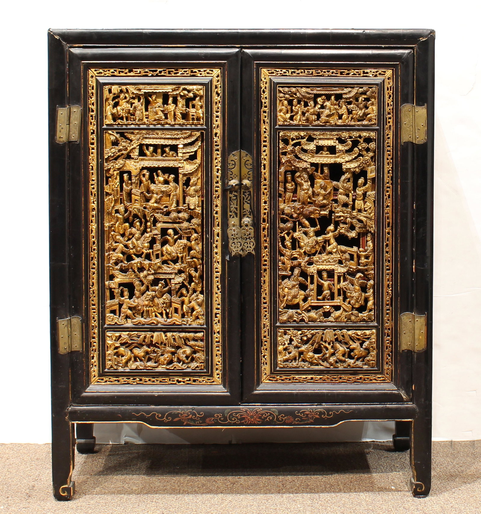 A Chinese Black and Gilt Lacquer Cabinet (1 of 4)