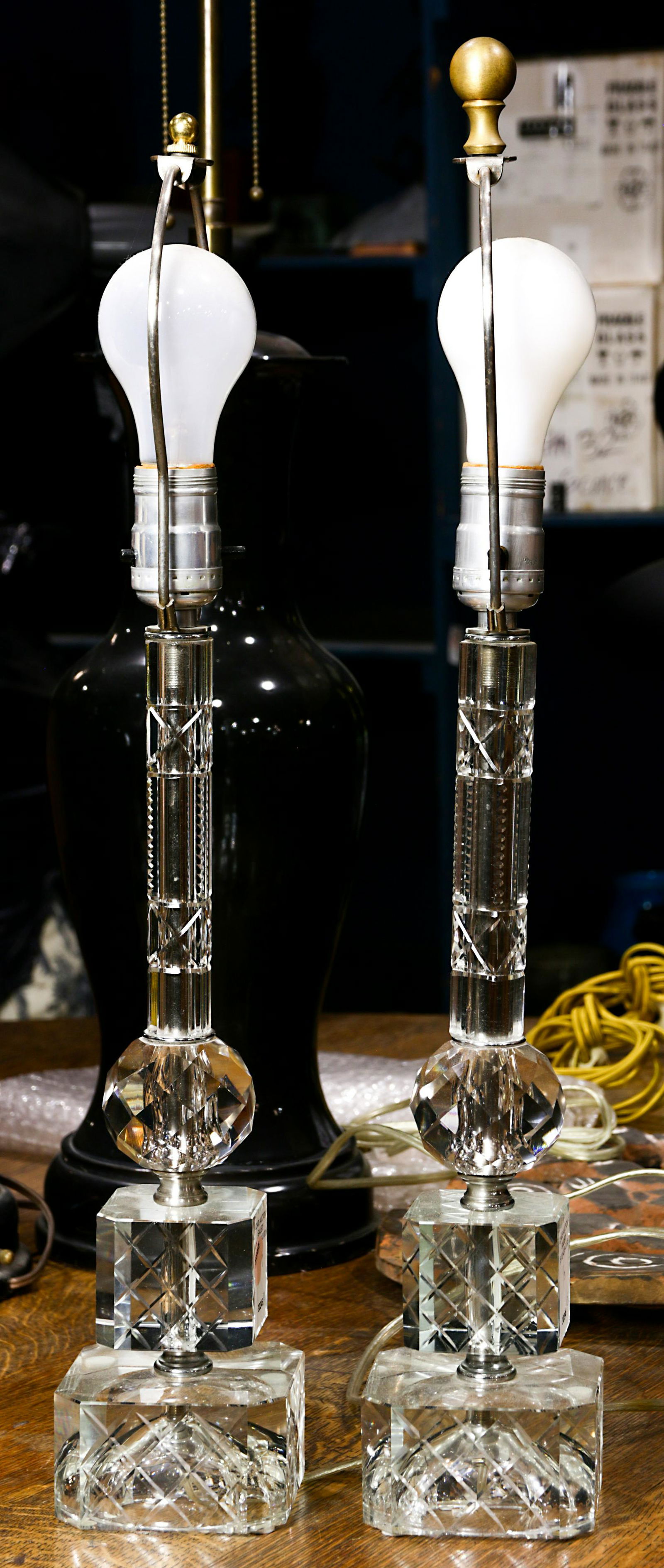 (lot of 2) Cut glass Leviton lamps (1 of 1)