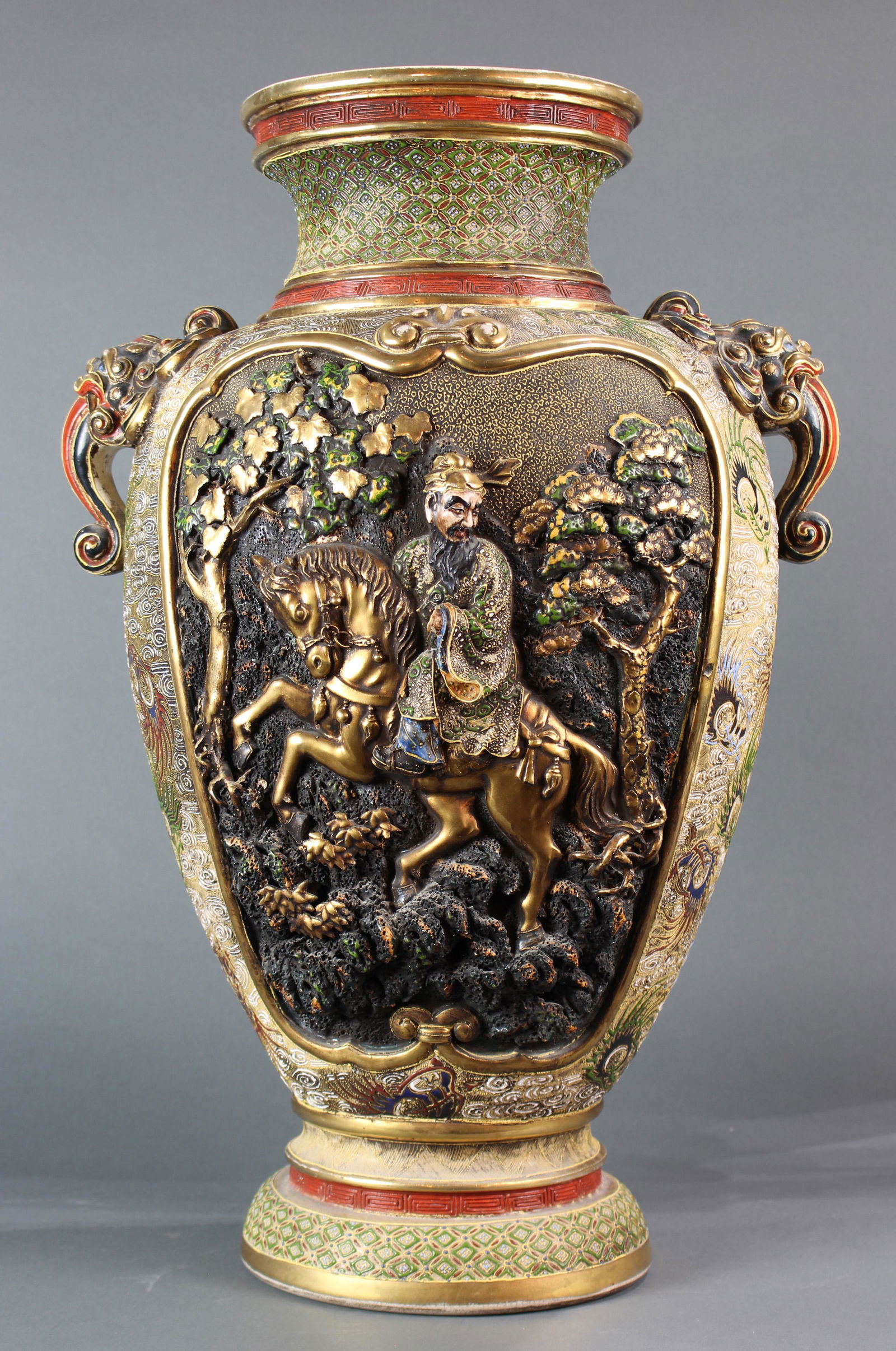 Tall Japanese Satsuma style Kutani porcelain urn (1 of 4)