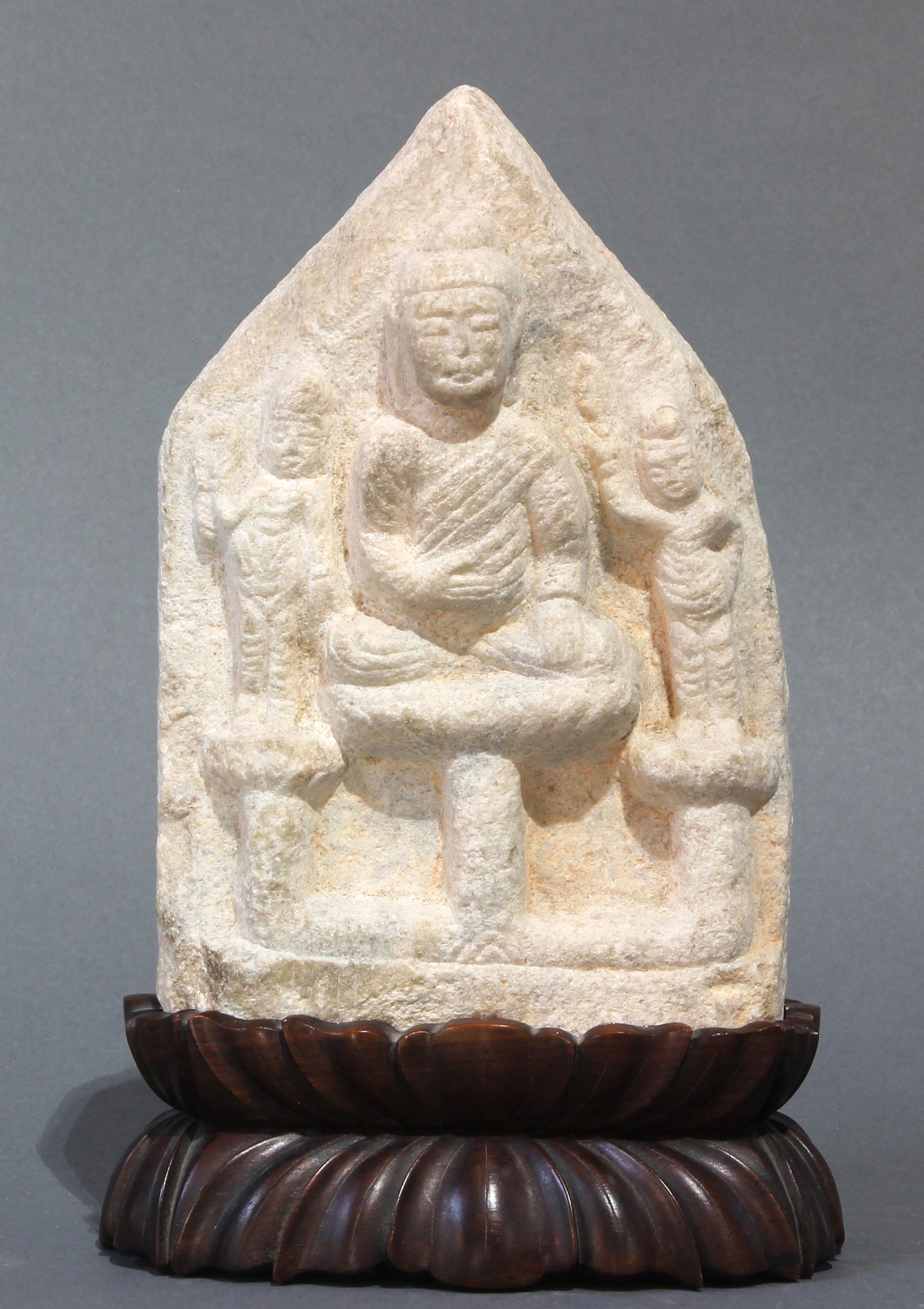 Chinese Buddhist gray stone stele with Shakyamuni (1 of 4)