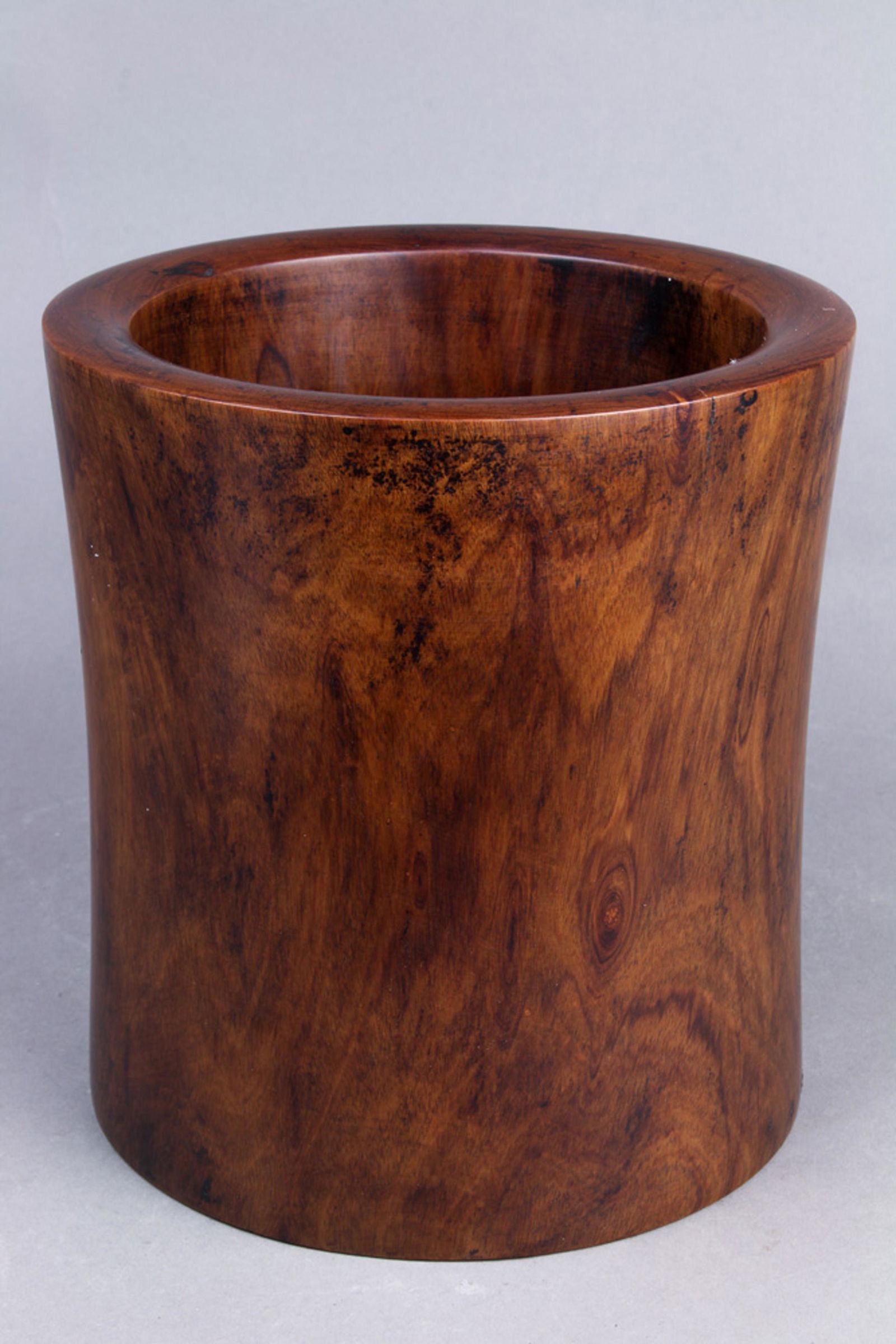Chinese hardwood cylondrical brush pot (1 of 4)