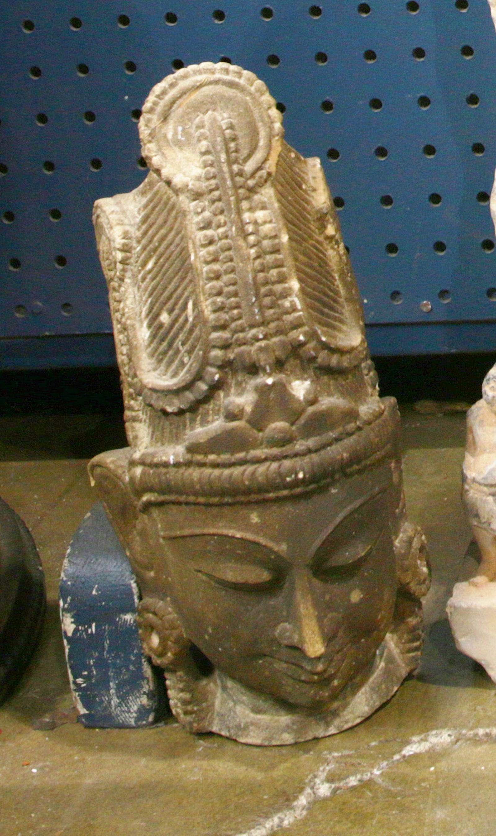 Indian carved stone head of deity (1 of 1)