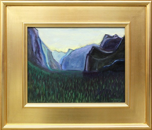 Painting, Willis, Yosemite, CA: Framed oil on Masonite, ''Yosemite Valley,'' by Martin Willis (Maine/Californian, b. 1956), signed ''M. Willis'' lower right, sight: 11''h x 14''w, overall: 18''h x 21''w