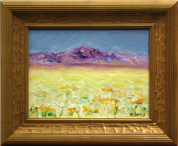 Painting, Palm Springs, Martin Willis: Framed oil on Masonite, ''Palm Springs, California'' by Martin Willis (Maine/Californian, b. 1956), signed ''M. Willis'' lower right, titled verso, 9''h x 12''w; overall: 14''h x 17''w