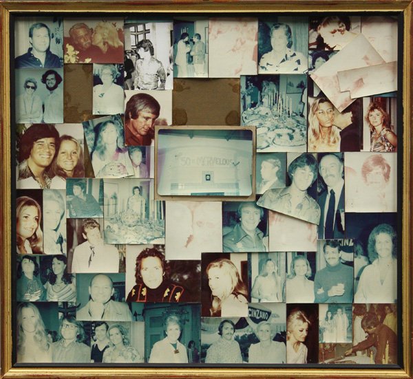 Two framed collages 50th birthday, Merv Griffin: (lot of 5) Two framed collage groupings of photos from Merv Griffin's 50th birthday party, with several celebrities including Clint Eastwood and others, 20''h x 16''w and 18''h x 20'', a framed collag