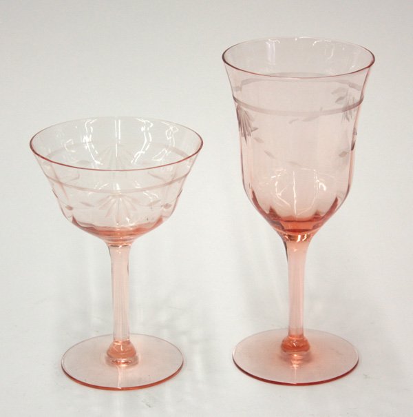 4010 vintage crystal stemware in pink