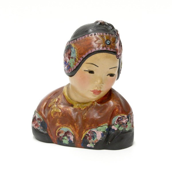 Esther Hunt's polychromed bust of ''Lotus Bud'': Esther Hunt's polychromed bust of ''Lotus Bud'', 6''h