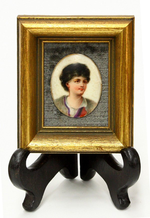 Miniature portrait of a female, framed: Miniature portrait of a female, 1.5''h mounted in a shadow box frame