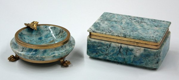 Variegated sky blue marble dresser box