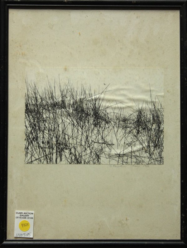 Prints, Durand, Fowler, Birds, Plants: (lot of 2) Framed etching, ''Listen into Silence,'' pencil signed ''M. Durand'' lower right, numbered 5/6 lower center, titled lower left, overall: 17.5''h x 13.5''w; Framed photograph, Reeds, pencil 