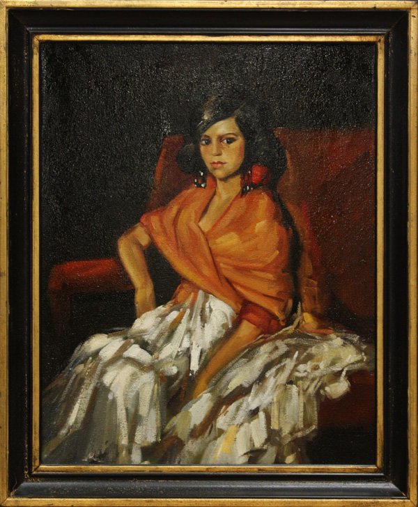 Painting, contemporary, after Henri, Dorita: Framed oil on linen, Dorita, unsigned, contemporary, after Robert Henri (French, 1865-1929), overall: 23.5''h x 19.5''w