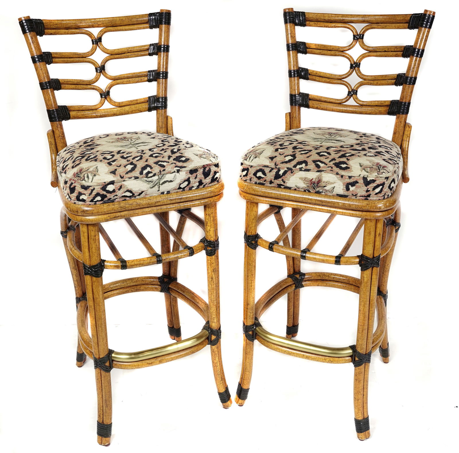 A pair of McGuire San Francisco faux bamboo bar stools (1 of 6)