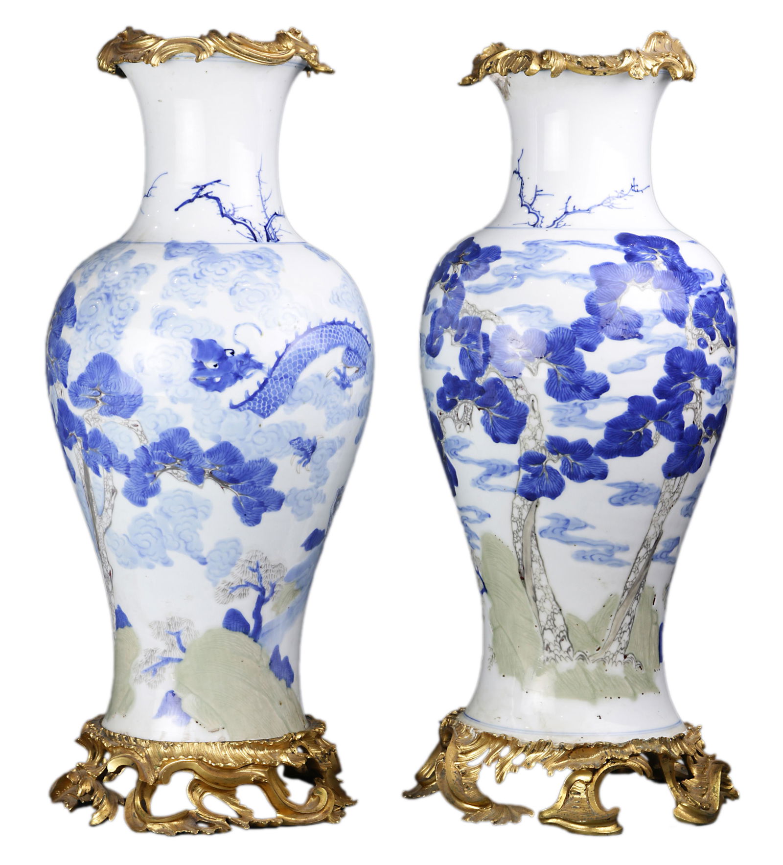 Rare pair Kangxi Period tricolor vases (1 of 6)