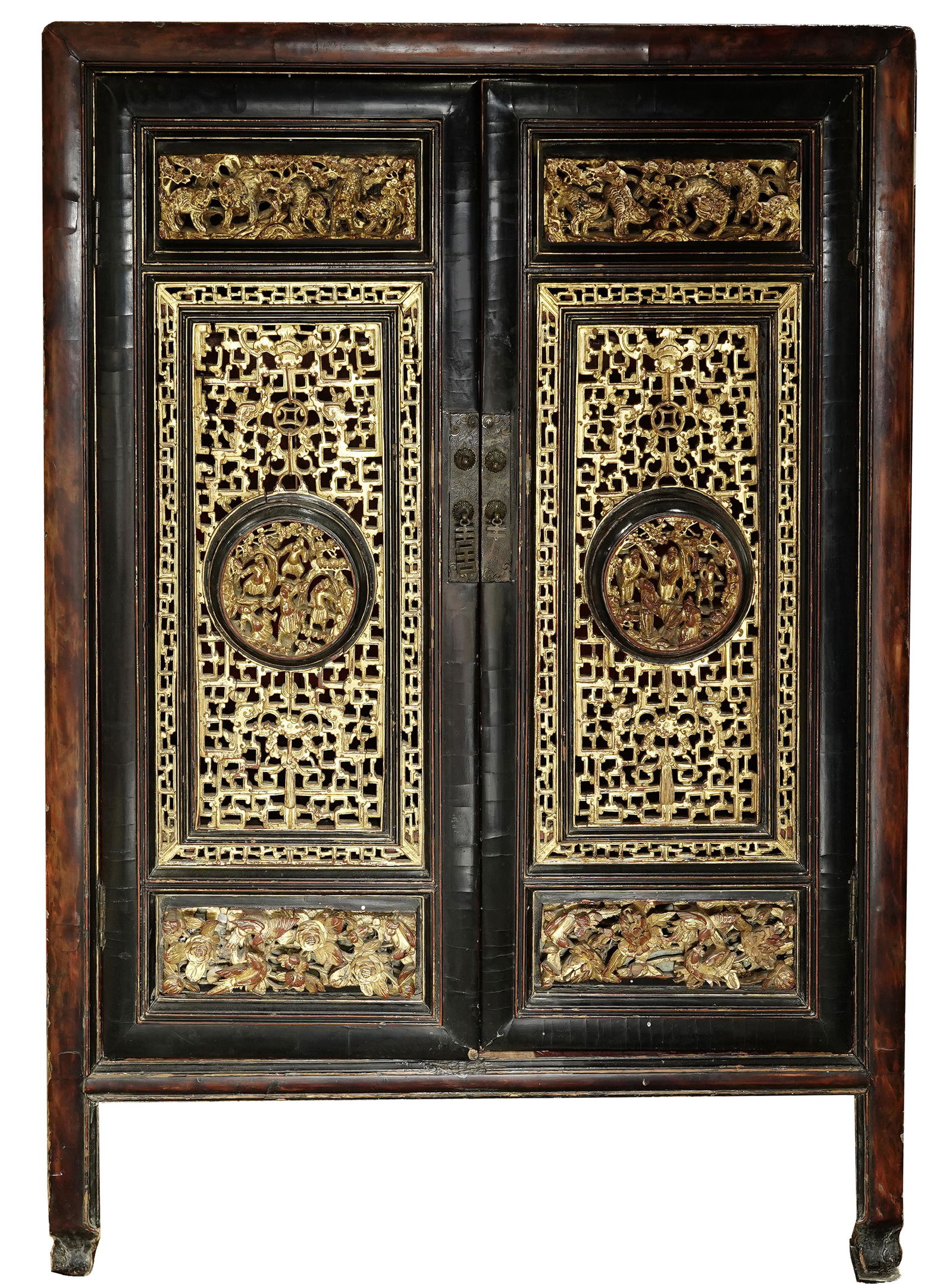 A Chinese lacquered and gilt wood tea cabinet (1 of 8)