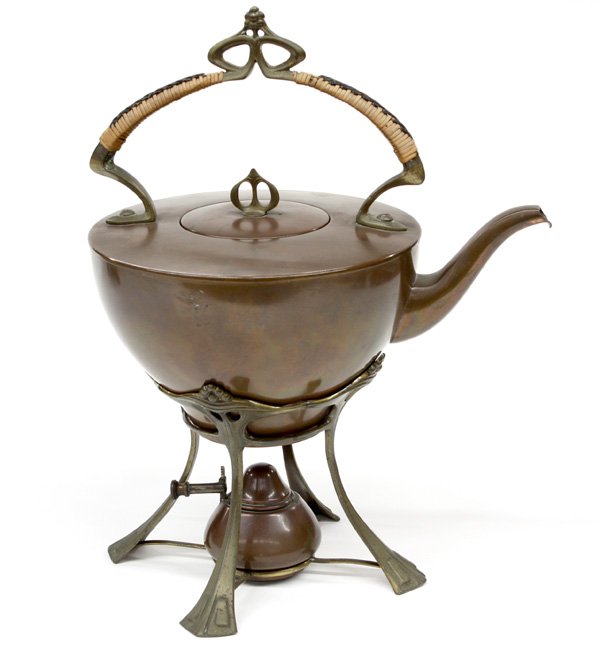 Brass and copper jungenstil teapot
