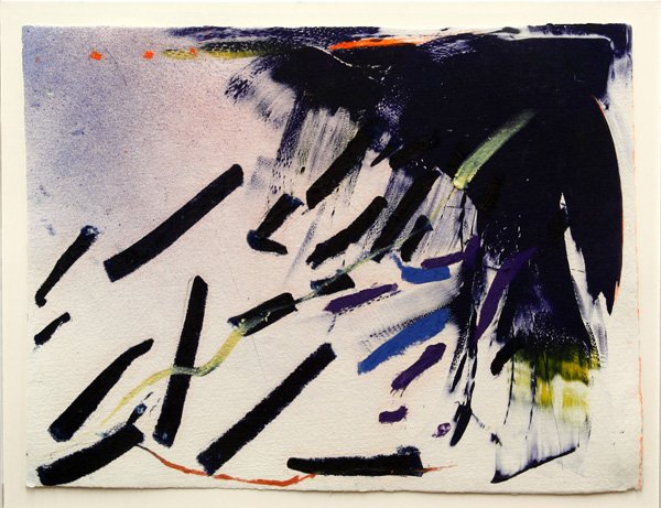Abstract: Framed mixed media, Abstract, attributed to Stanley Boxer (American, 1926-2000), unsigned, sheet: 20''h x 27''w, overall: 23''h x 30''w.