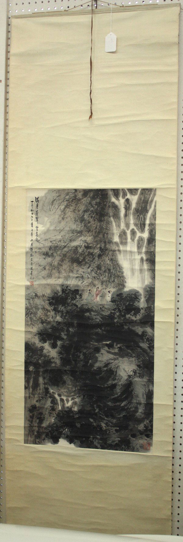 Chinese Scroll,after Fu Baoshi, Landscape: Chinese hanging scroll painting, Landscape, after Fu Baoshi (1904-1965), ink and color on paper, the upper left inscribed, with cyclical date '1965' in Chinese and bears signature 'Fu Baoshi', along w