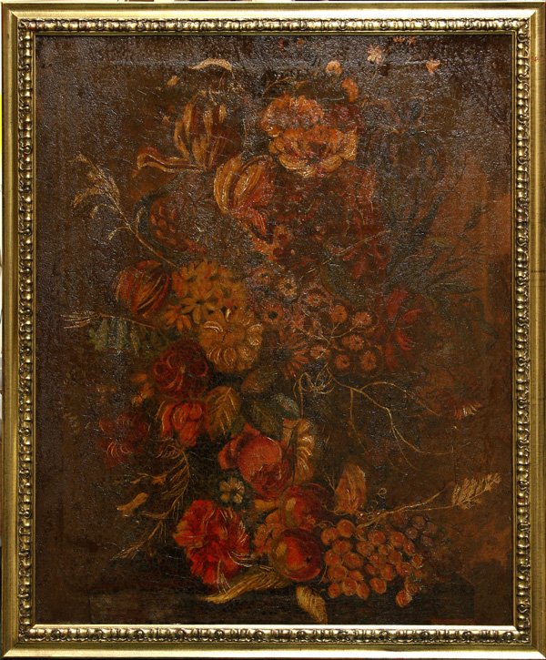 oil on canvas, Floral Scene, unsigned