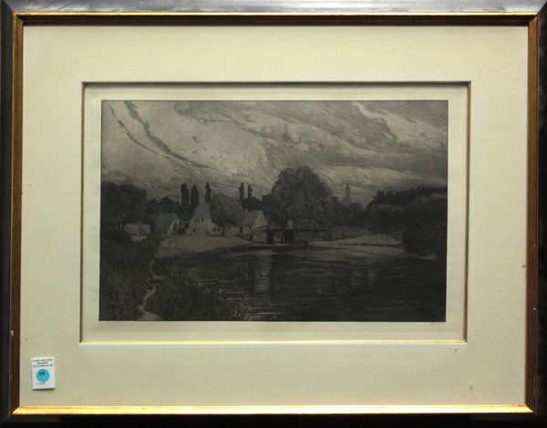 etching, Max Klinger, Opus VII, Moonlit Night: Framed etching with aquatint, Moonlit Night, from Opus VII, by Max Klinger (German, 1857-1920), unsigned, overall: 25''h x 32''w