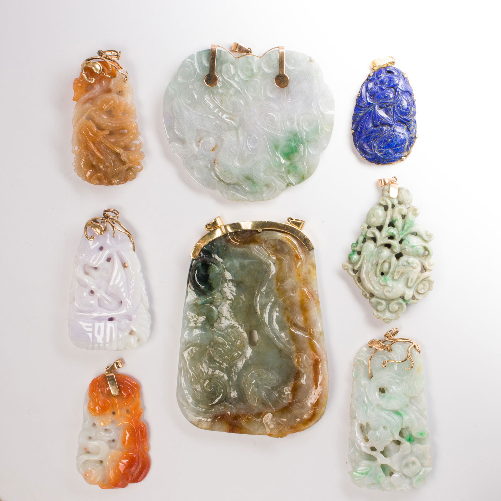 A group of carved jade or lapis lazuli pendants (1 of 1)