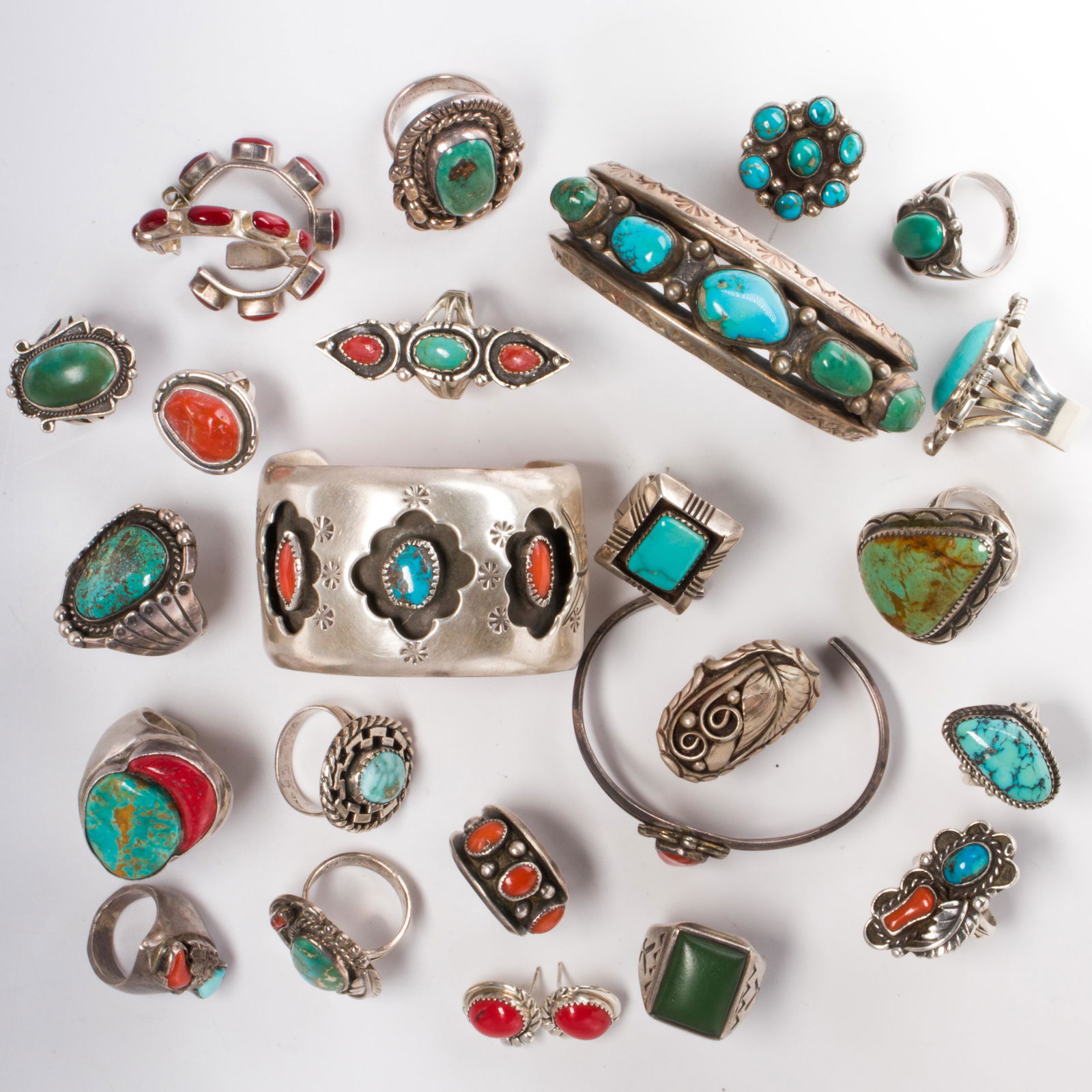A group of American Southwest turquoise and coral (1 of 1)