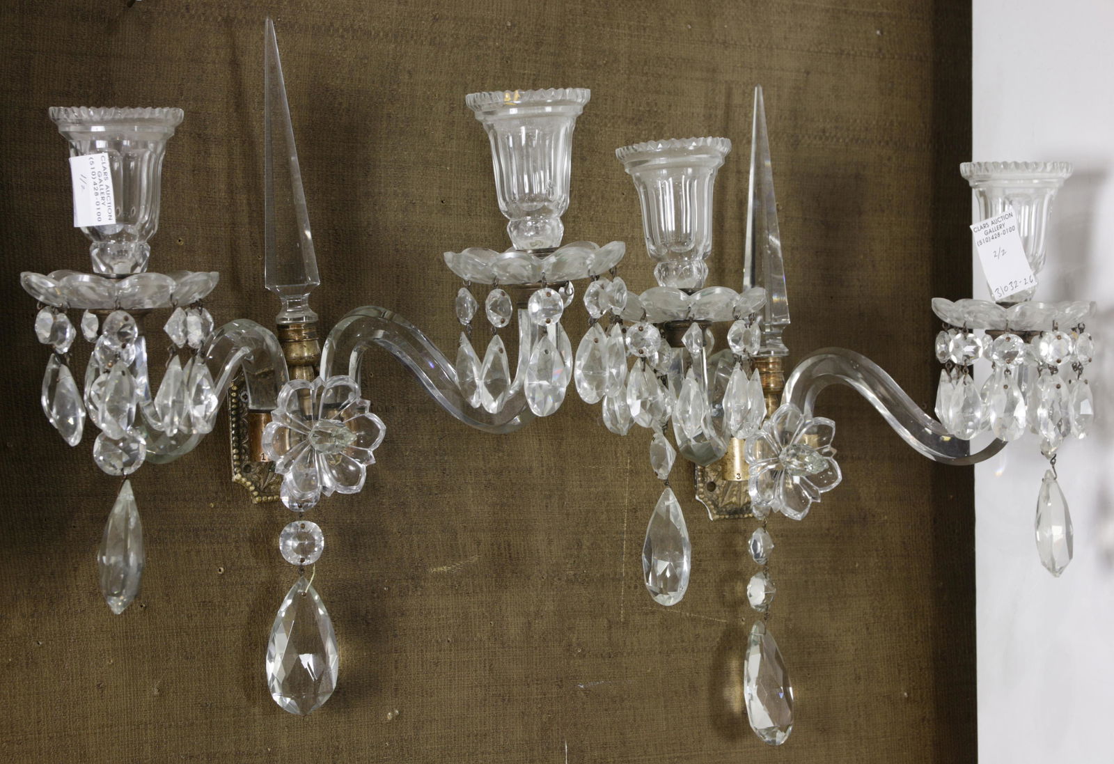 A pair of continental crystal two light candelabra (1 of 1)