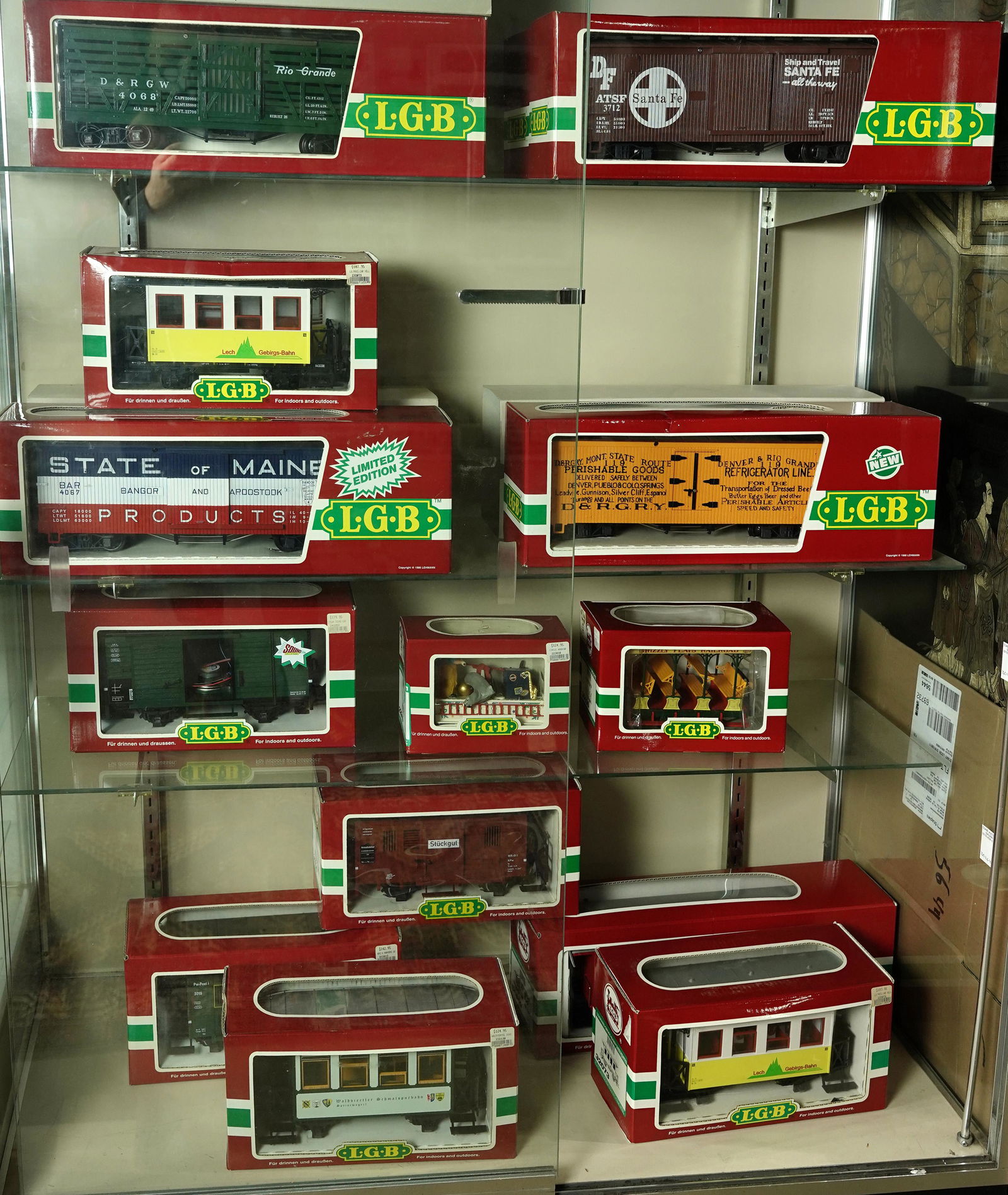 Four shelves of LBG model trains (1 of 1)