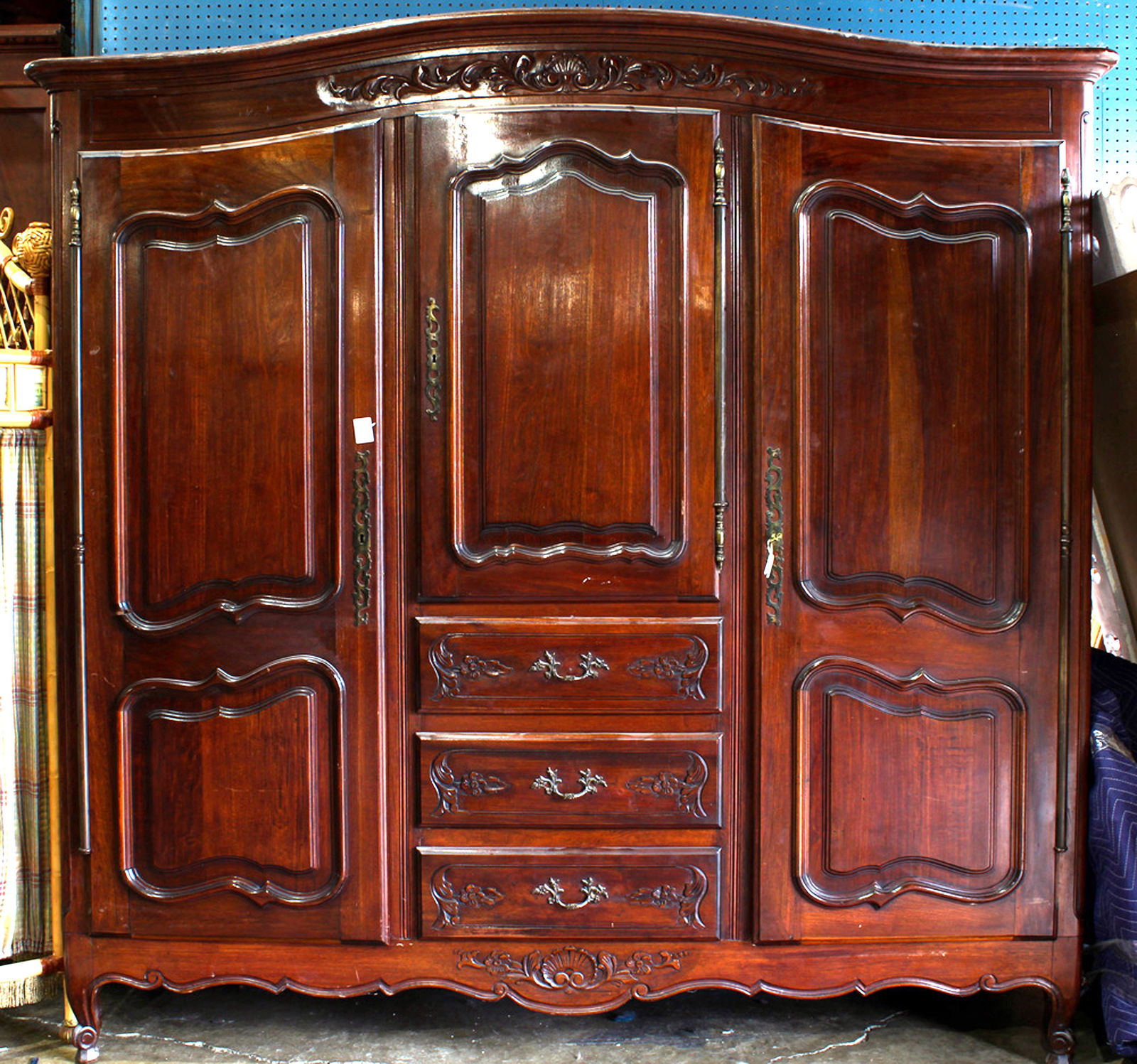 French Provincial Louis XV Style mahogany armoire (1 of 1)
