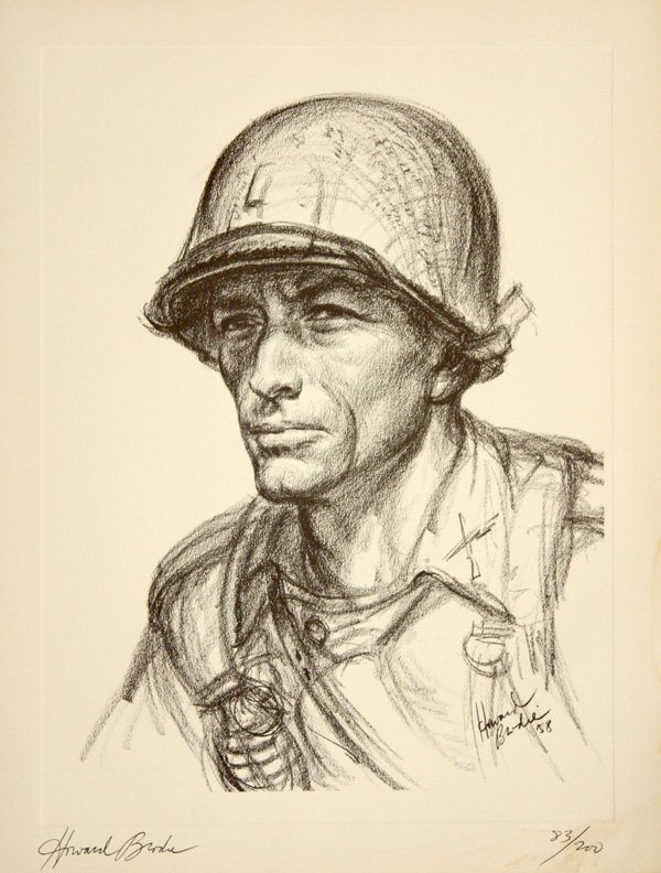 prints, Howard Joseph Brodie, Pork Chop Hill: Portfolio of unframed prints, ''Pork Chop Hill,'' by Howard Joseph Brodie (Californian, b. 1916), each pen signed and numbered 83/200, each sheet: 12.75'' x 16.75''