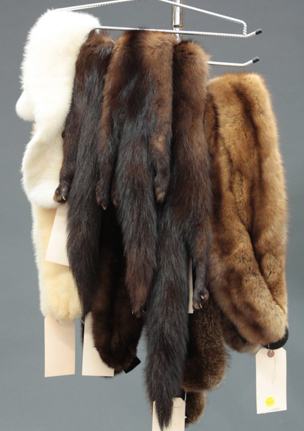 vintage fur collars: (lot of 7) Vintage mink, sable, and fox collars