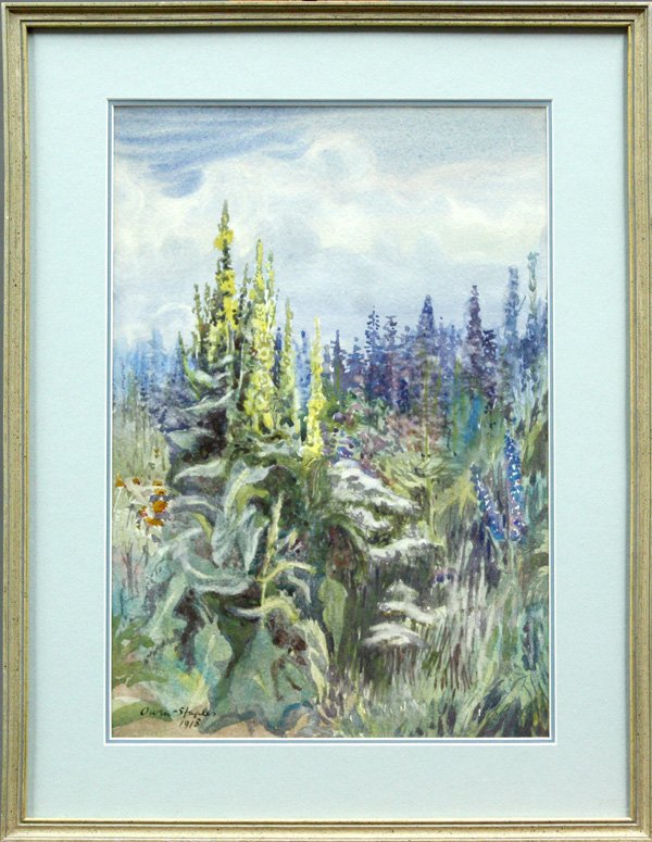 Watercolor, Owen Staples, Canadian: Framed watercolor, Field of Flowers, by Owen Staples (Canadian, 1866-1949), signed and dated 1918 lower left, sight: 13.75''h x 9.5''w, overall: 18''h x 14''w