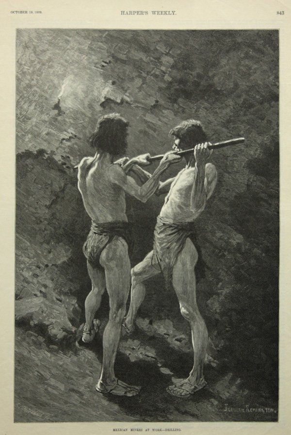 wood engravings, Harper's Weekly, Winslow Homer: (lot of 6) Unframed matted wood engravings from Harper's Weekly, after Frederic Remington and Winslow Homer, largest overall: 20''h x 16''w