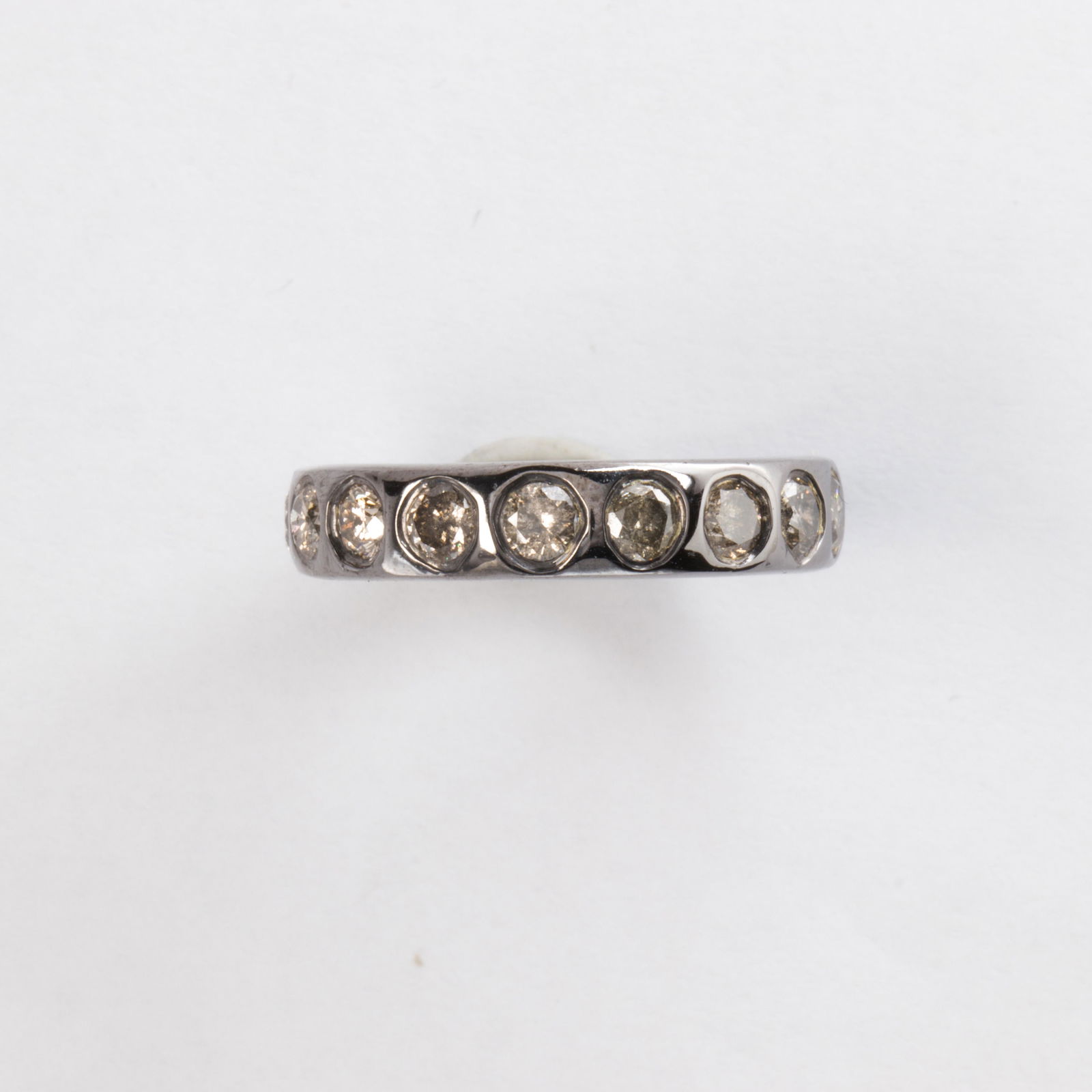 A diamond and blackened sterling silver band ring (1 of 1)