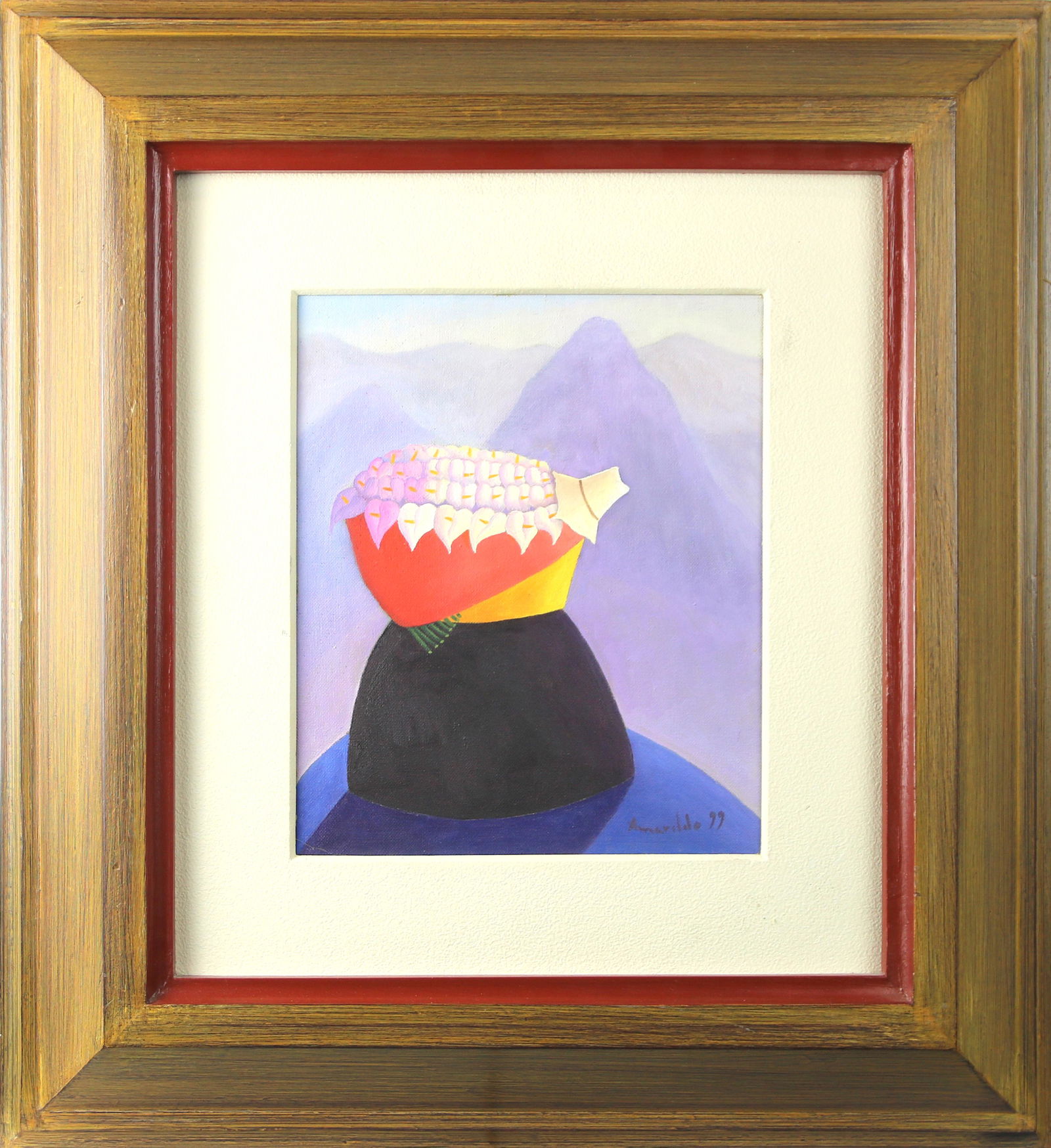 Painting, Amarildo Obeso: Amarildo Obeso (Peruvian, 20th century), "Cartuchos en las Alturas," 1999, oil on masonite, signed and dated lower right, signed, dated, and titled verso, gallery label (El Almacen del Arte, Lima, Per