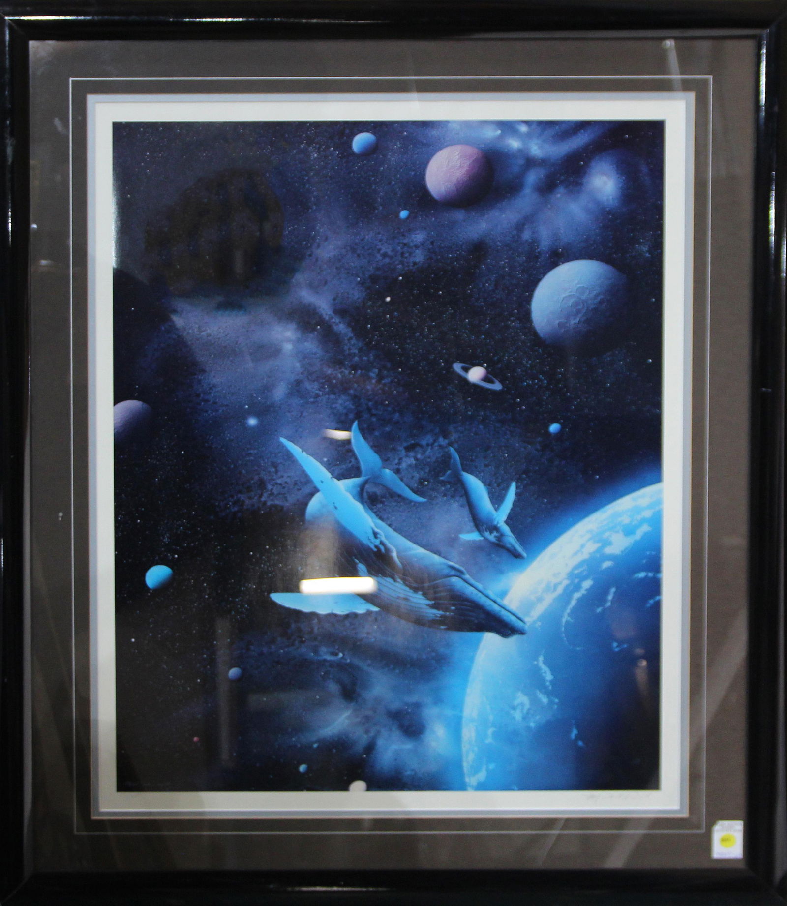 Print, Michael Davis Ward: Michael Davis Ward (American, 20th century), "Rendez-Vous," offset print in colors, pencil signed lower right, signed and dated in plate lower left, edition 171/450, overall (with frame): 43"h x 45"w