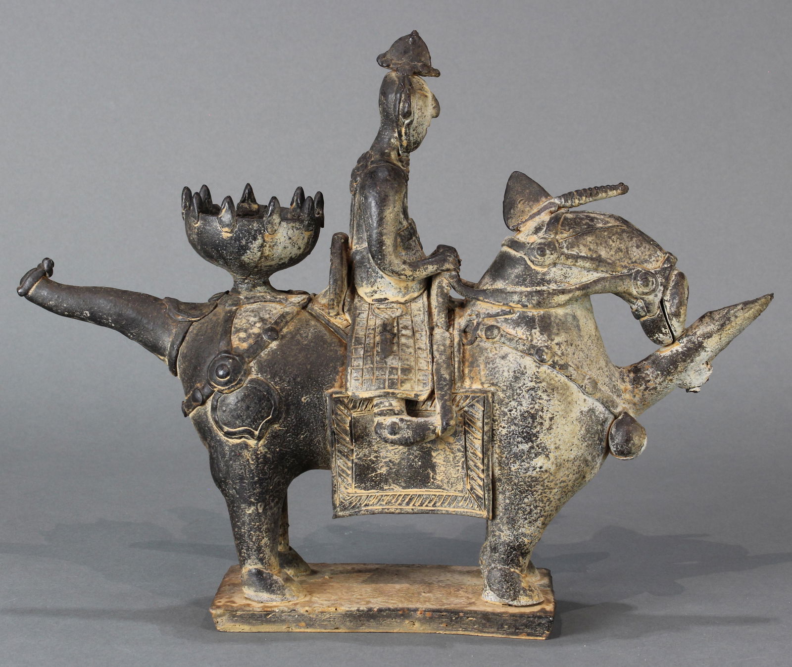 Chinese Han style black matte glazed red clay figural (1 of 4)