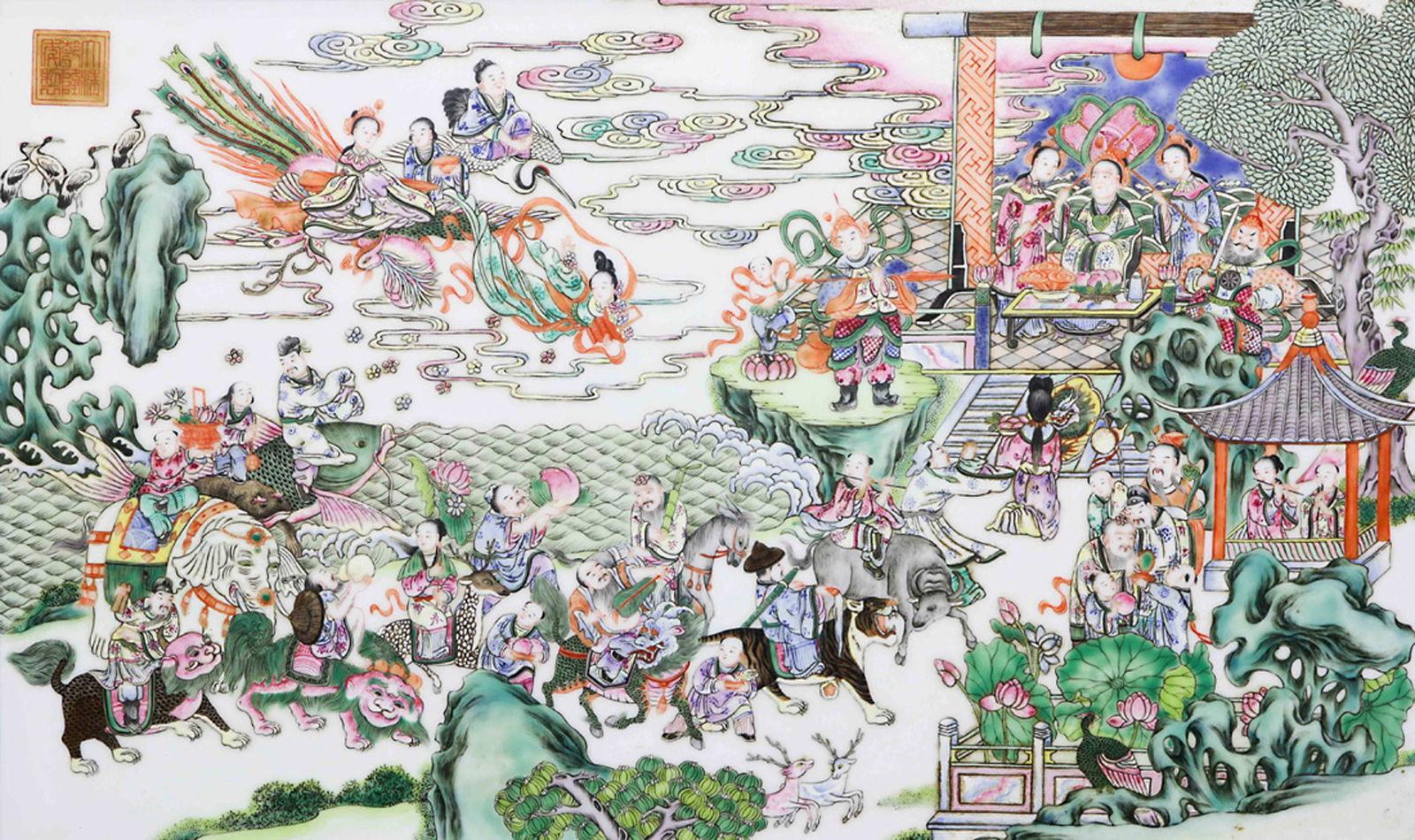 A Chinese Famille Verte porcelain table screen (1 of 4)
