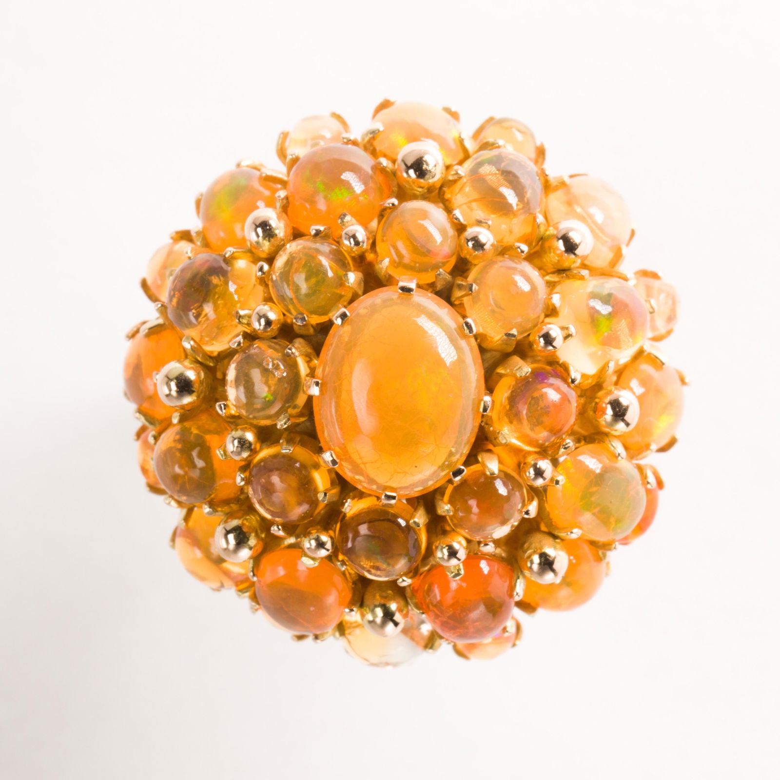 A jelly opal and fourteen karat gold ring (1 of 4)