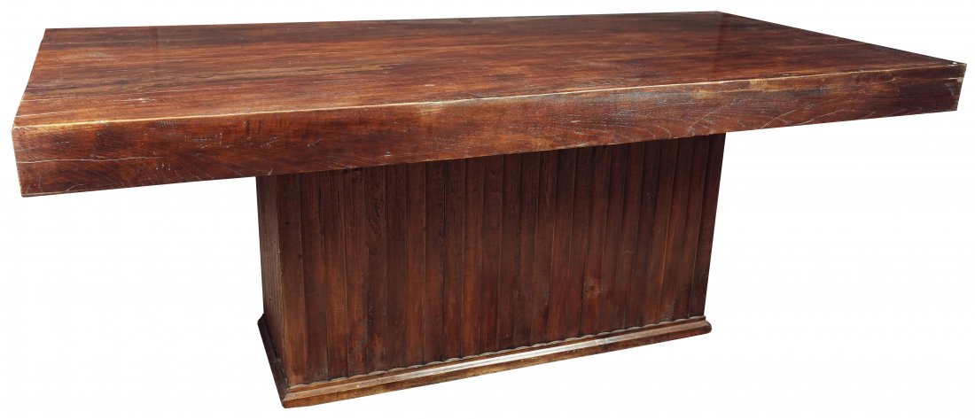 A custom hardwood foyer or dining table, having a solid (1 of 4)